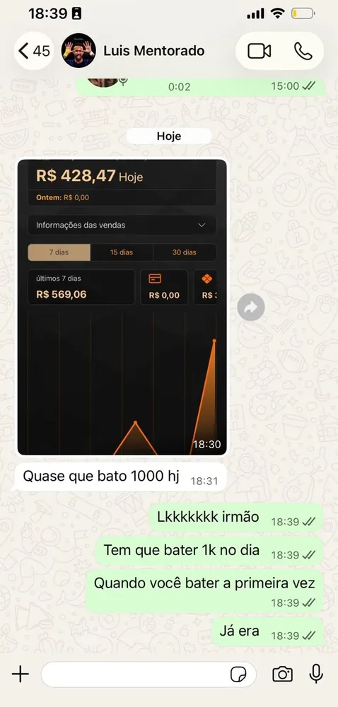 Print de resultado do aluno Luis